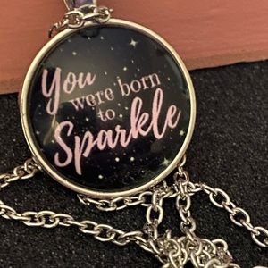3/$25 You Were Born To Sparkle Necklace Black Purp